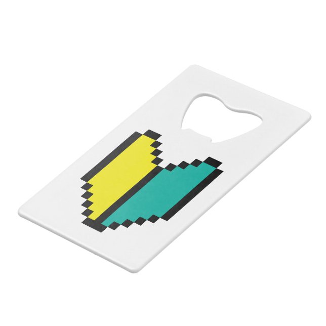 8 Bit Pixel Wakaba / Shoshinsha Mark Credit Card Bottle Opener (Front Angled)
