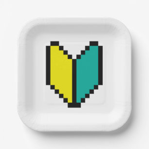 8 Bit Pixel Wakaba / Shoshinsha Mark Paper Plates