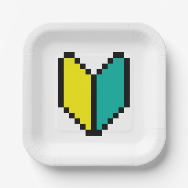 8 Bit Pixel Wakaba / Shoshinsha Mark Paper Plates (Front)