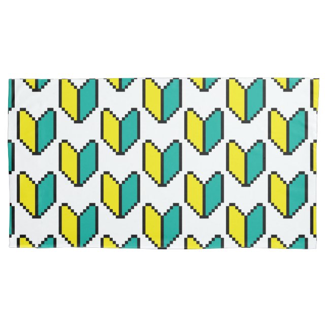 8 Bit Pixel Wakaba / Shoshinsha Mark Pillow Case (Front-Left)