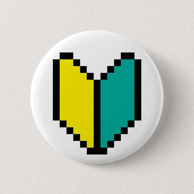 8 Bit Pixel Wakaba / Shoshinsha Mark Pinback Button (Front)