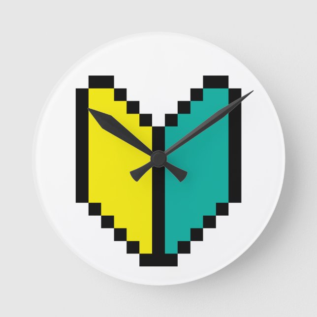 8 Bit Pixel Wakaba / Shoshinsha Mark Round Clock (Front)