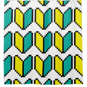 8 Bit Pixel Wakaba / Shoshinsha Mark Shower Curtain