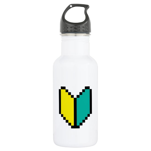 8 Bit Pixel Wakaba / Shoshinsha Mark Stainless Steel Water Bottle (Front)