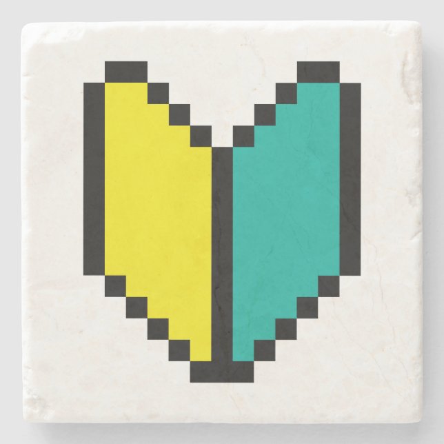 8 Bit Pixel Wakaba / Shoshinsha Mark Stone Coaster (Front)