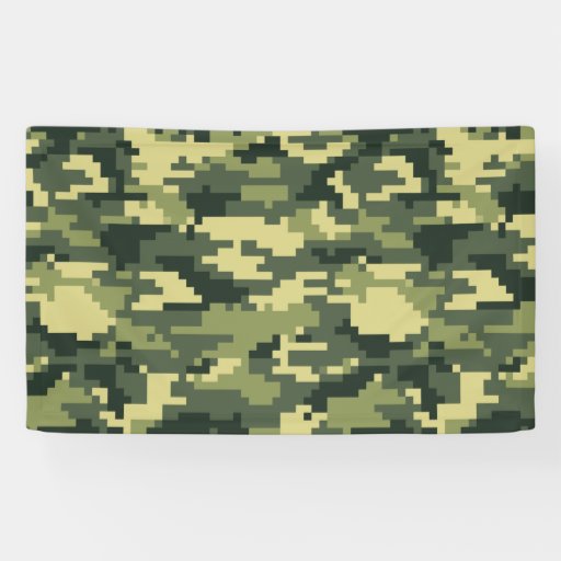 8 Bit Pixel Woodland Camouflage / Camo Banner | Zazzle