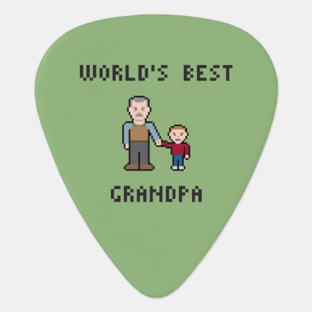 8 Bit Pixel World's Best Grandpa Guitar Pick