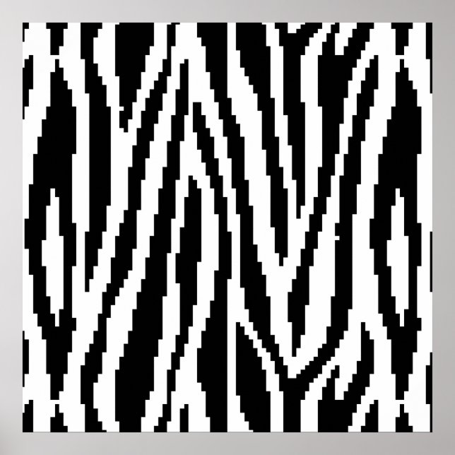 8 Bit Pixel Zebra Print Design Pattern (Front)