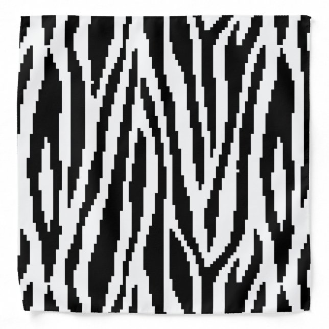 8 Bit Pixel Zebra Print Design Pattern Bandana (Front)