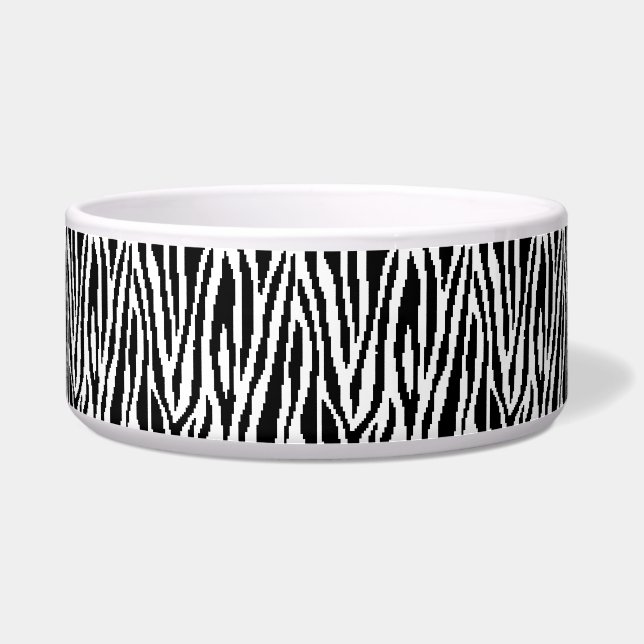 8 Bit Pixel Zebra Print Design Pattern Bowl (Front)