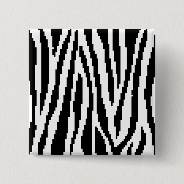8 Bit Pixel Zebra Print Design Pattern Button (Front)