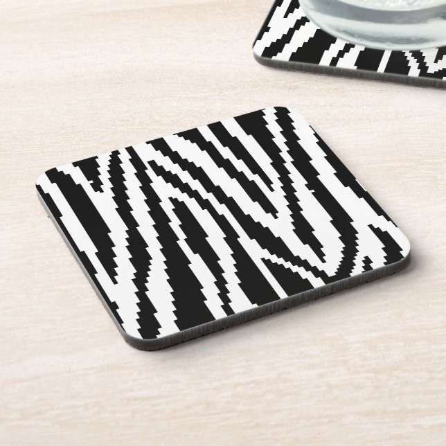 8 Bit Pixel Zebra Print Design Pattern Drink Coaster (Left Side)