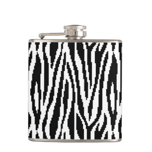 8 Bit Pixel Zebra Print Design Pattern Flask