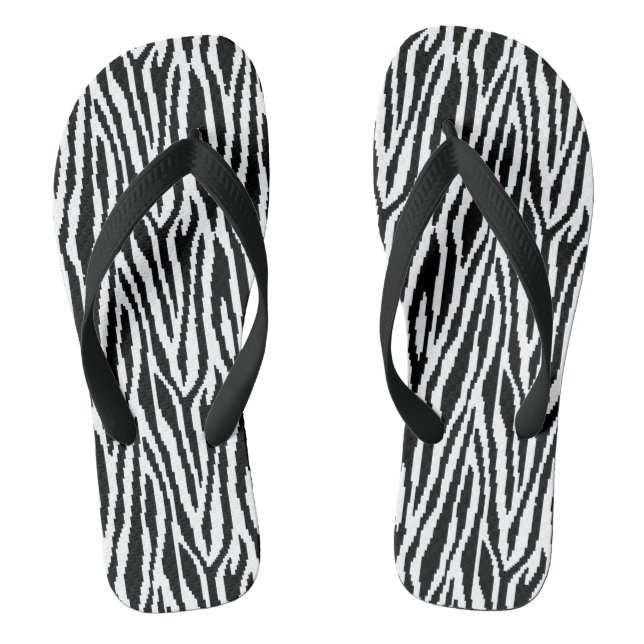 8 Bit Pixel Zebra Print Design Pattern Flip Flops (Footbed)
