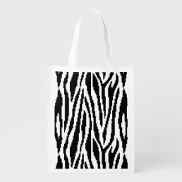 8 Bit Pixel Zebra Print Design Pattern Grocery Bag