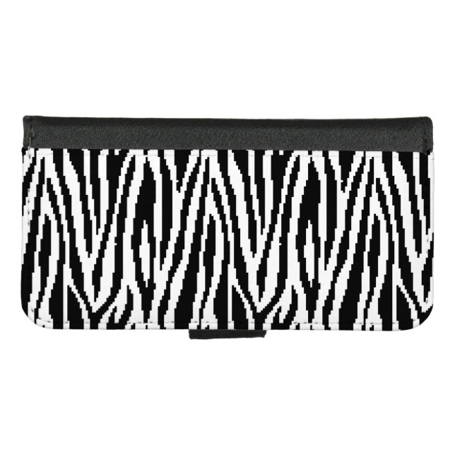 8 Bit Pixel Zebra Print Design Pattern iPhone Wallet Case (Front (Horizontal))