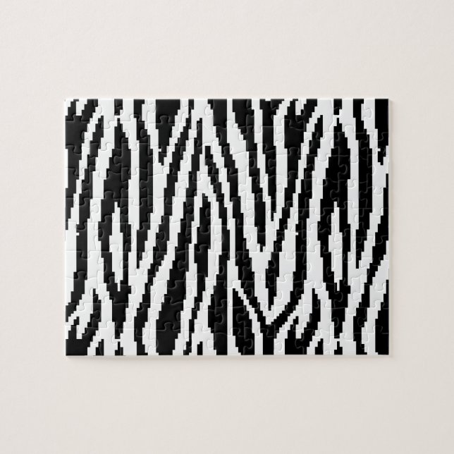 8 Bit Pixel Zebra Print Design Pattern Jigsaw Puzzle (Horizontal)