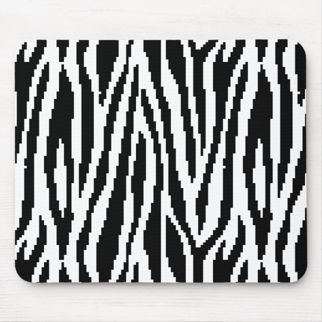 8 Bit Pixel Zebra Print Design Pattern Mouse Pad (Front)