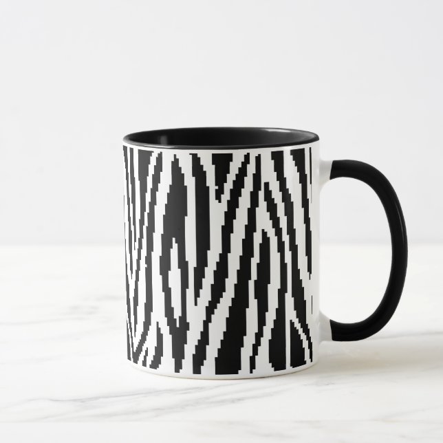 8 Bit Pixel Zebra Print Design Pattern Mug (Right)
