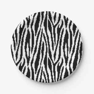 8 Bit Pixel Zebra Print Design Pattern Paper Plates