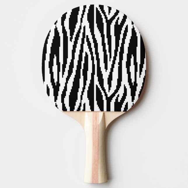 8 Bit Pixel Zebra Print Design Pattern Ping-Pong Paddle (Front)