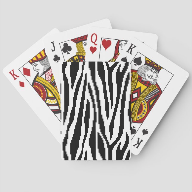 8 Bit Pixel Zebra Print Design Pattern Poker Cards (Back)
