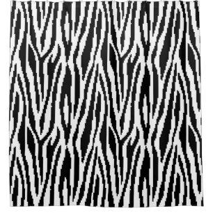 8 Bit Pixel Zebra Print Design Pattern Shower Curtain