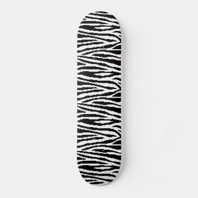 8 Bit Pixel Zebra Print Design Pattern Skateboard (Front)