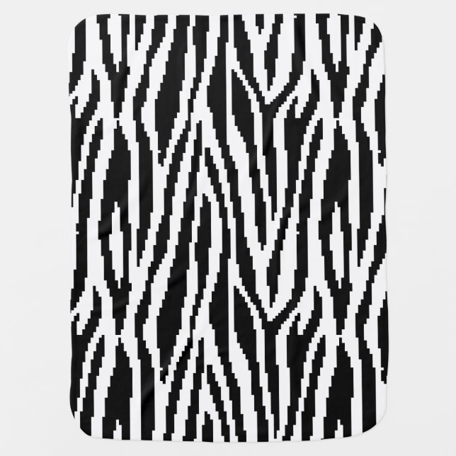 8 Bit Pixel Zebra Print Design Pattern Stroller Blanket (Front)