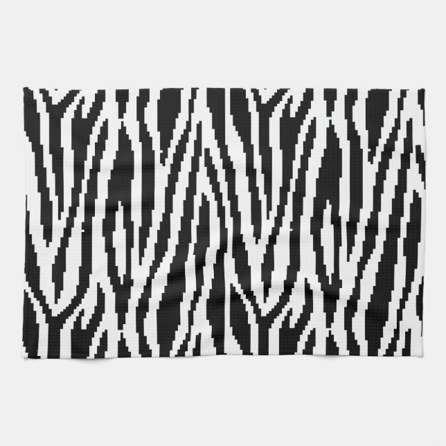 8 Bit Pixel Zebra Print Design Pattern Towel (Horizontal)