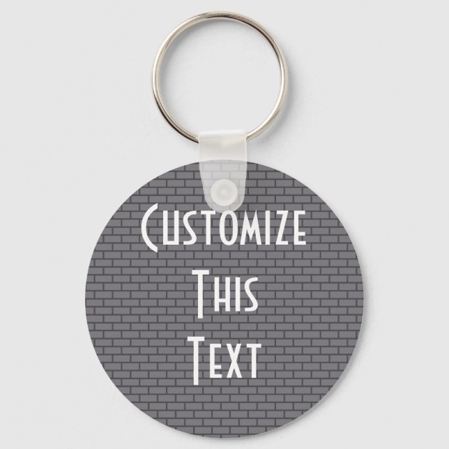 8-Bit Retro Brick, Grey Keychain (Front)