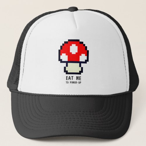 8_bit retro computer game _ Magic Mushroom Trucker Hat