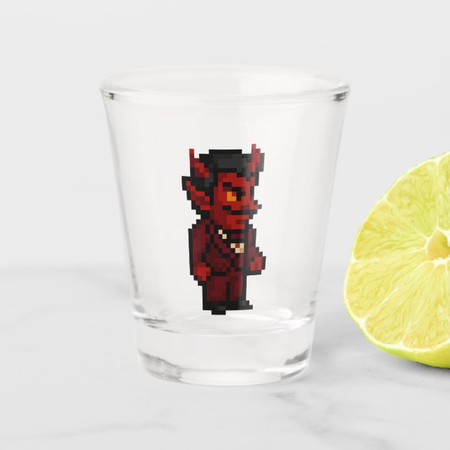 8-bit Retro Devil Shot Glass (Front)