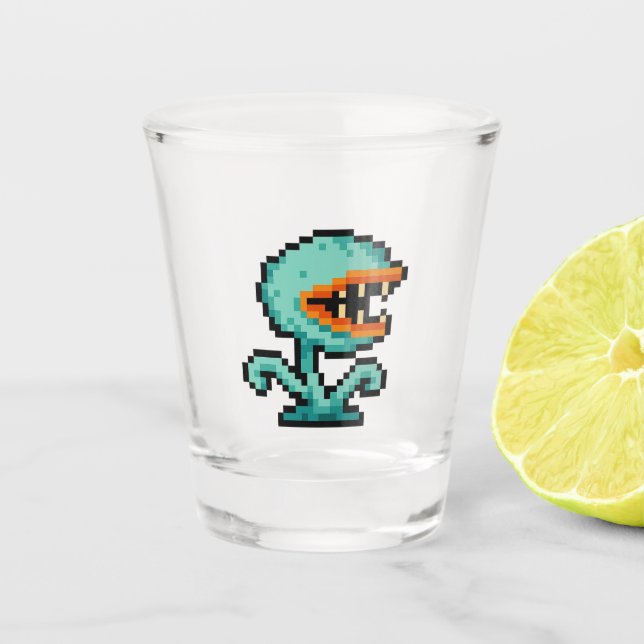 8-bit Retro Flytrap Shot Glass (Front)