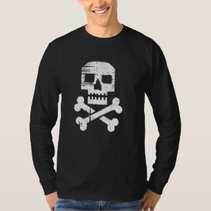 8-Bit Retro Pirate Flag Skull Crossbones Distresse T-Shirt