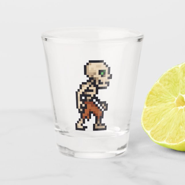 8-bit Retro Skeleton Shot Glass (Front)