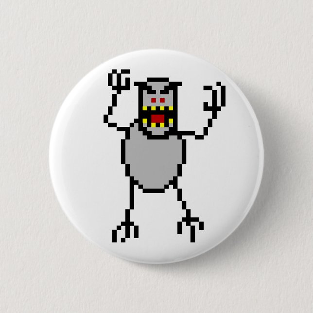 8-bit Retro Ski Free Yeti Button (Front)