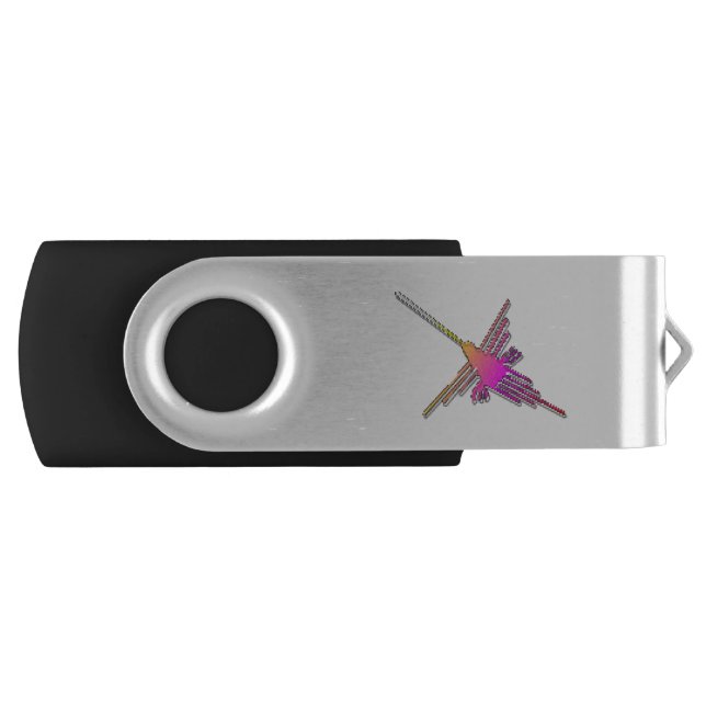 8 Bit Retro Video Game Nazca Lines Hummingbird Flash Drive (Front)