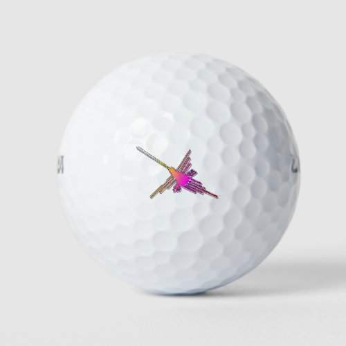 8 Bit Retro Video Game Nazca Lines Hummingbird Golf Balls