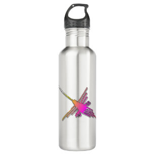 8 Bit Retro Video Game Nazca Lines Hummingbird Stainless Steel Water Bottle