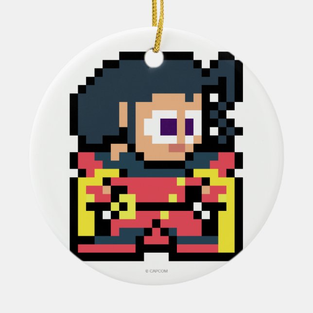 8-Bit Rose Ceramic Ornament (Front)