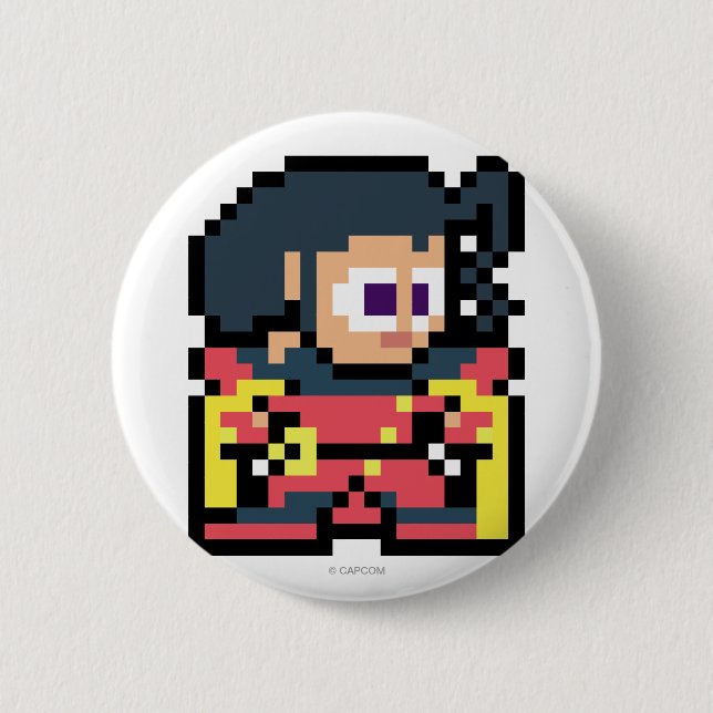 8-Bit Rose Pinback Button (Front)