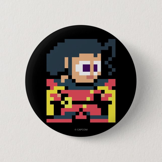 8-Bit Rose Pinback Button (Front)