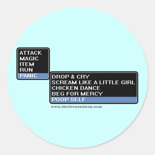 8 Bit RPG Battle Menu Classic Round Sticker (Front)
