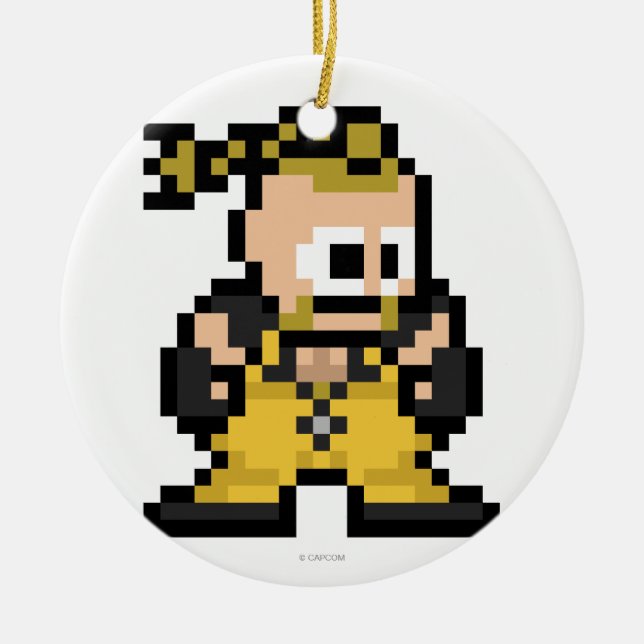 8-Bit Rufus Ceramic Ornament (Front)