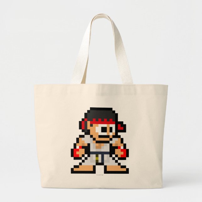 8-Bit Ryu Large Tote Bag (Front)