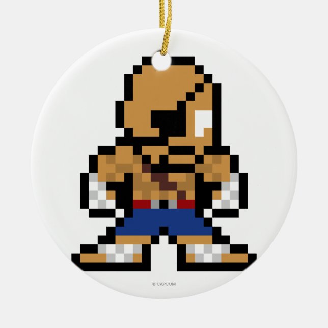 8-Bit Sagat Ceramic Ornament (Front)