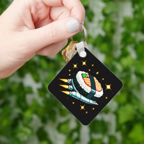 8_Bit Space Sushi Adventure _ Cosmic Cuisine Art Keychain