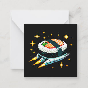 8-Bit Space Sushi Adventure - Cosmic Cuisine Art Note Card