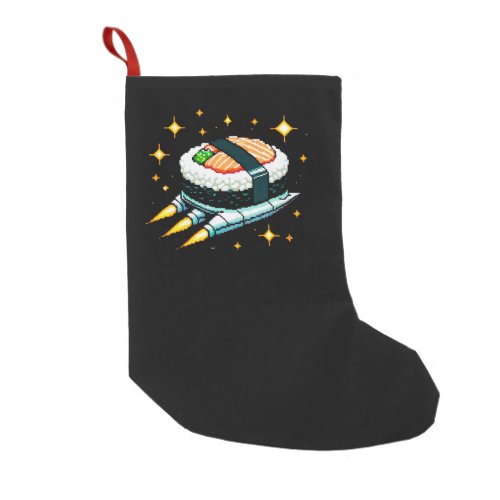 8_Bit Space Sushi Adventure _ Cosmic Cuisine Art Small Christmas Stocking